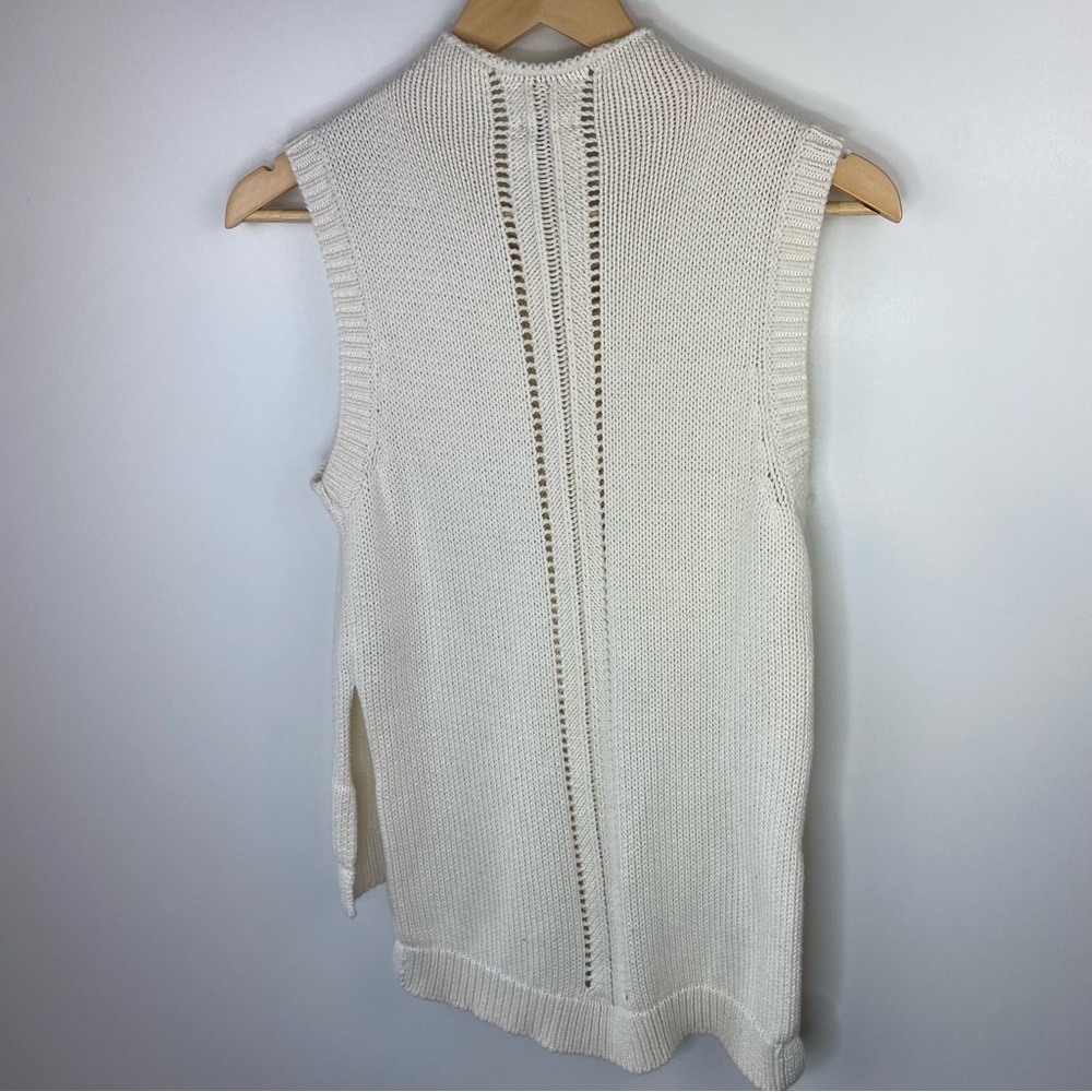 AERIE Cream Knit Sleeveless Mock Neck Sweater - Picture 4 of 7
